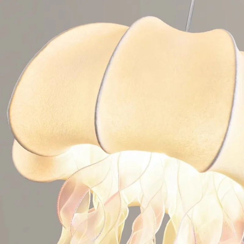 suspension lumineuse moderne soie blanc rose beige gris texture légèrement rugueuse
