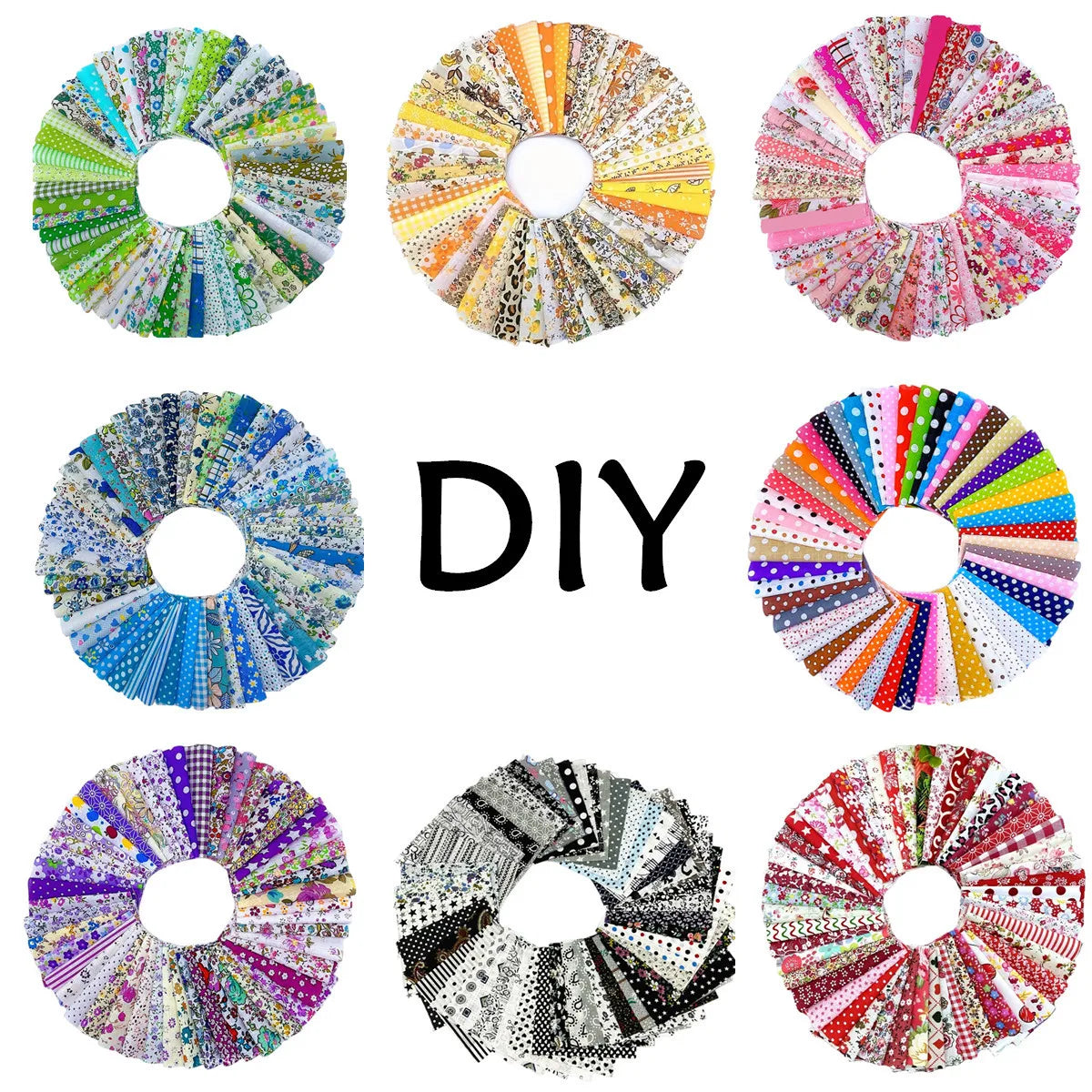 tissus imprimés multicolores fleurs géométriques polyester couture patchwork artisanal bricolage textiles