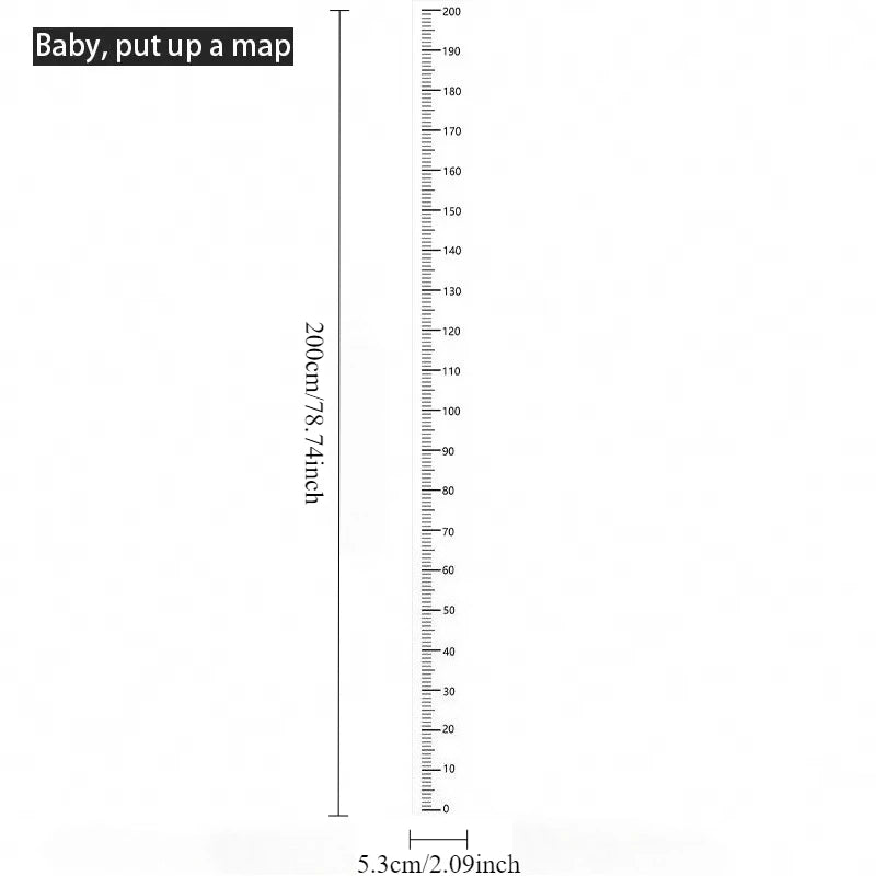 règle croissance murale adhésive blanc lignes noires 200 cm moderne chambre enfant bébé imperméable