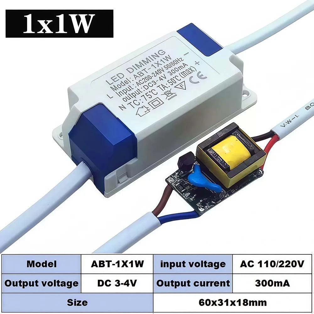 drivers led dimmable certification rohs tension sortie 60v câbles blancs interrupteur moderne technique 300ma
