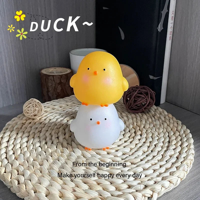 veilleuse nuit oiseau blanc jaune mignon cartoon chambre enfant lumière douce animal compagnie