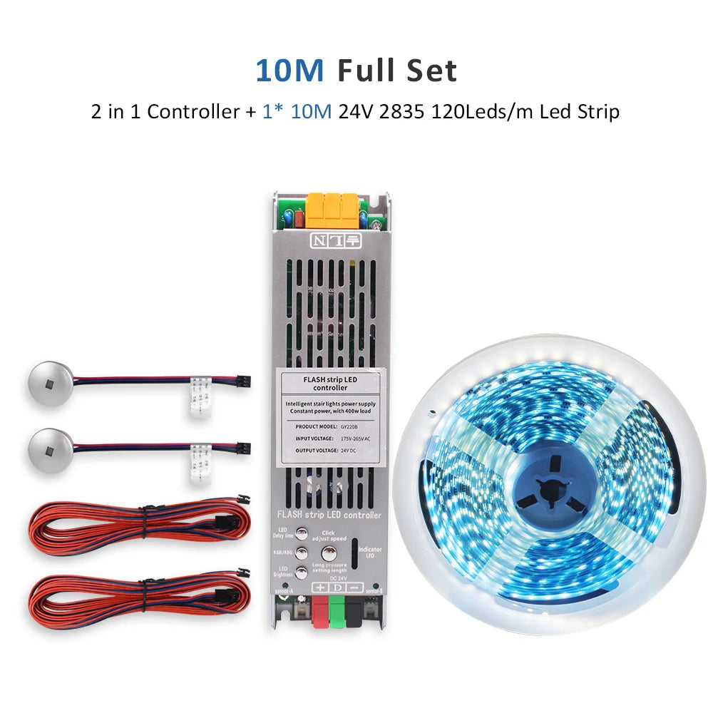 ruban led adhésif 24v bleu blanc gris contrôleur câbles moderne