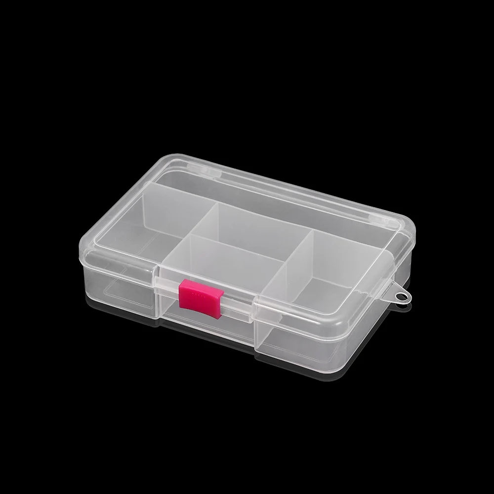 boîte rangement bijoux transparente rose bleu violet poignée compartiments plastique moderne pratique