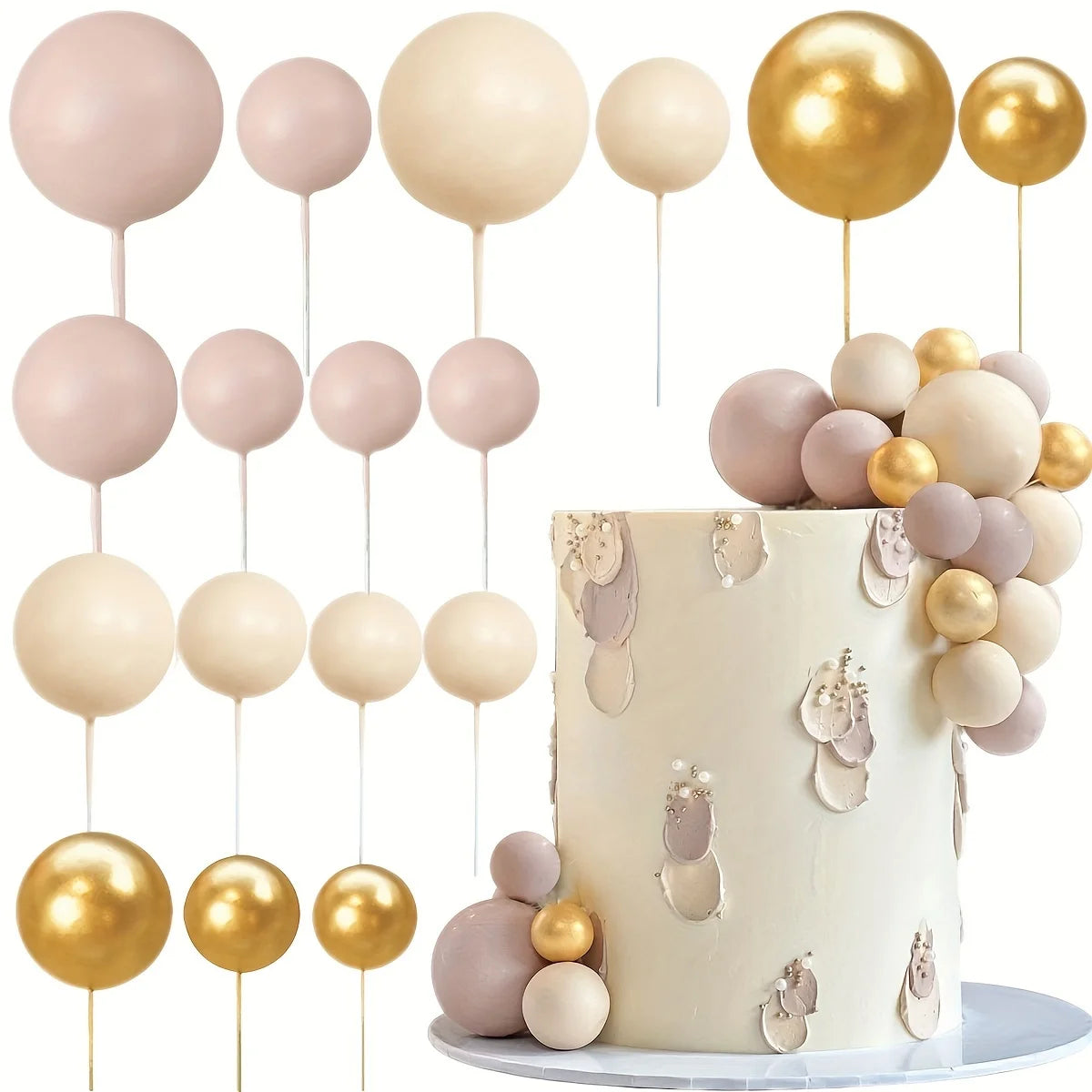 boules décoration gâteau mariage fiançailles noël saint valentin rose beige blanc or brillantes