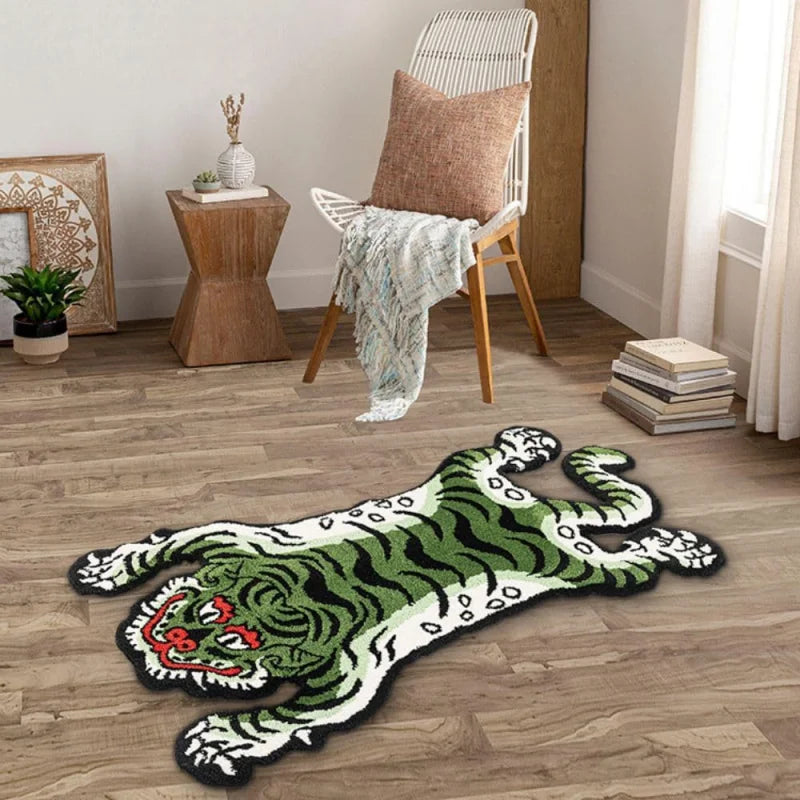 tapis moderne tigre stylisé polyester antidérapant facile nettoyer salon chambre adulte