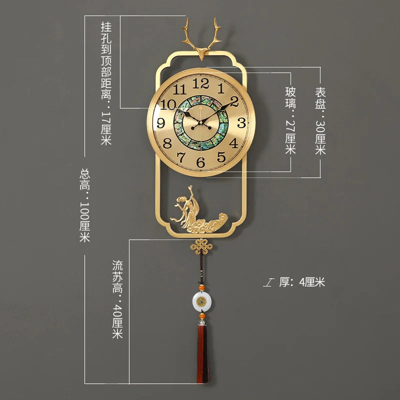 horloge murale or motif arbre moderne blanche chaîne dorée salle couloir décoINCT: titre généré