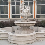 fontaine d'eau marbre noire blanche ornements floraux classique baroque jardinextérieur decoration handcarved polishedsurface