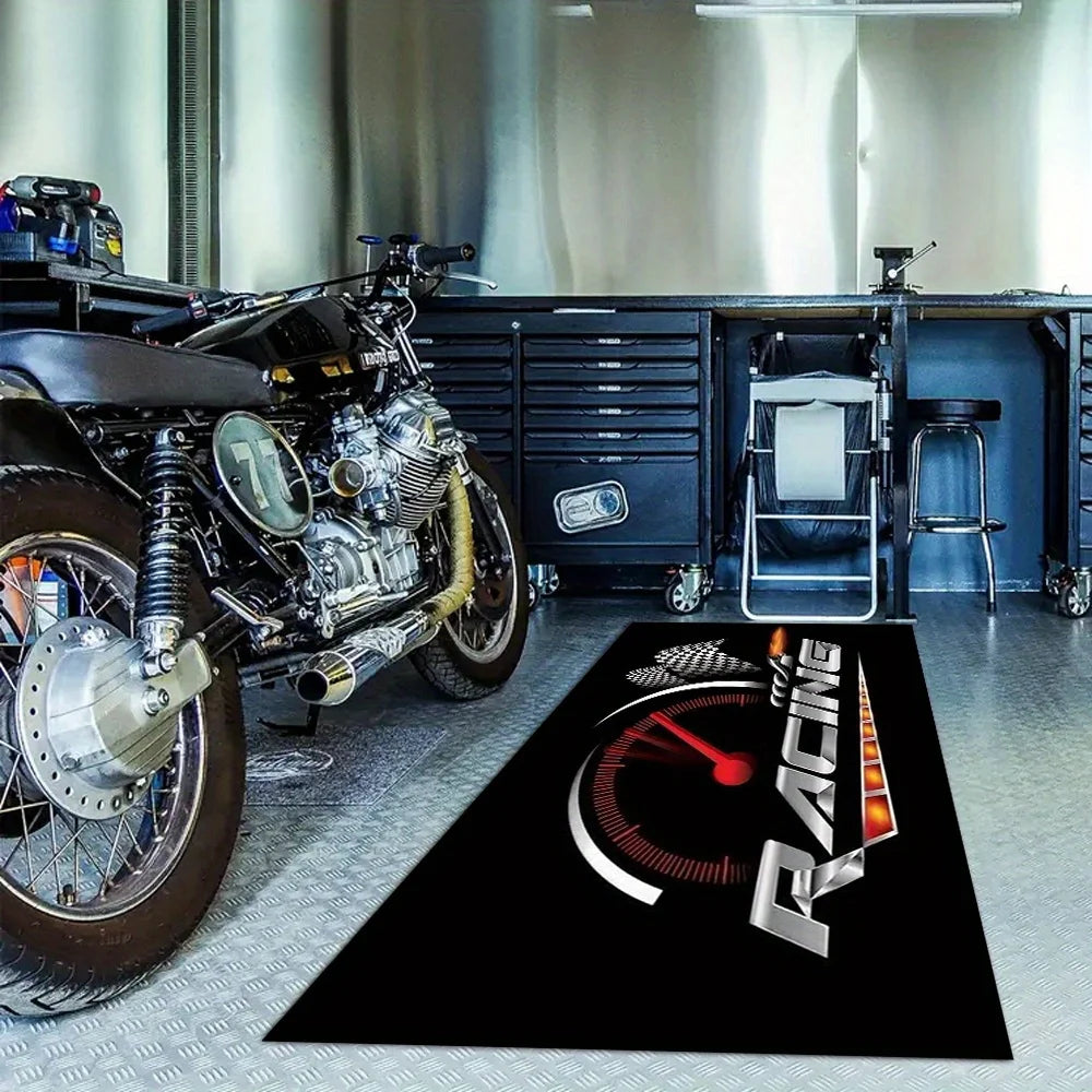 tapis sol antidérapant noir rouge racing team moderne sportif salle bain cuisine maison