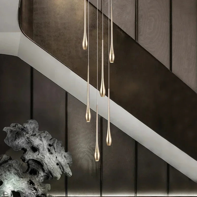 Suspension moderne dorée gouttes pluie opaques lumière chaude lumière blanche 90 260V