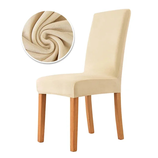 housse chaise velours élastique moderne beige clair protection mariage salle manger plage fauteuil