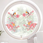 Autocollant mural verre oiseaux colorés
