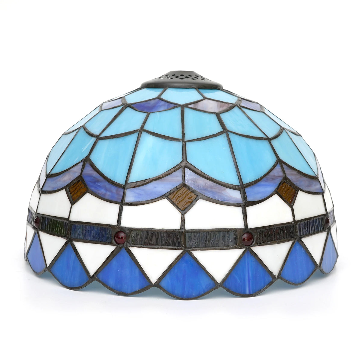 lampe tiffany bleu mosaïque art nouveau géométrique opacité base câble électrique