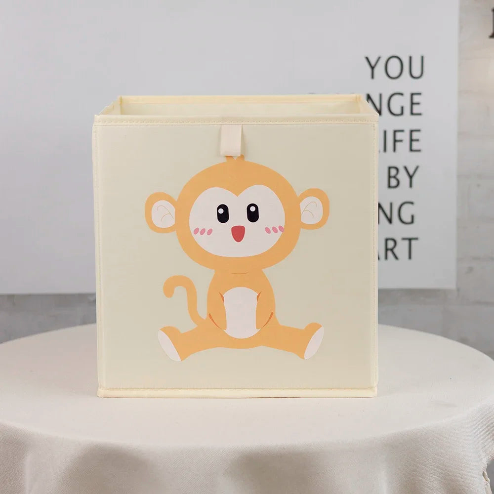 boîtes rangement pliables animaux dessin animé beige clair moderne enfant poignées léopard singe ours