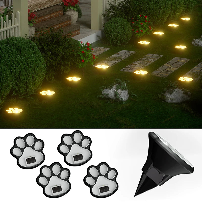 lampes solaires led patte animale exterieur decoration jardin noir blanc orangé