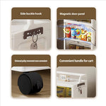 meuble rangement pliable blanc roulettes portes poignées dorées vêtements