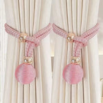 rideaux sangles ajustables pendentif boule dorée attache simple moderne coton polyester beige gris marron