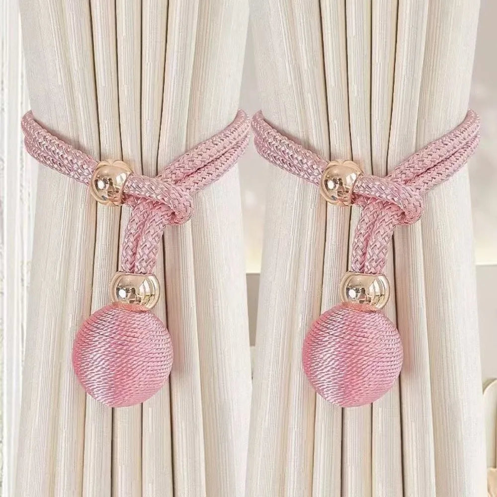 rideaux sangles ajustables pendentif boule dorée attache simple moderne coton polyester beige gris marron