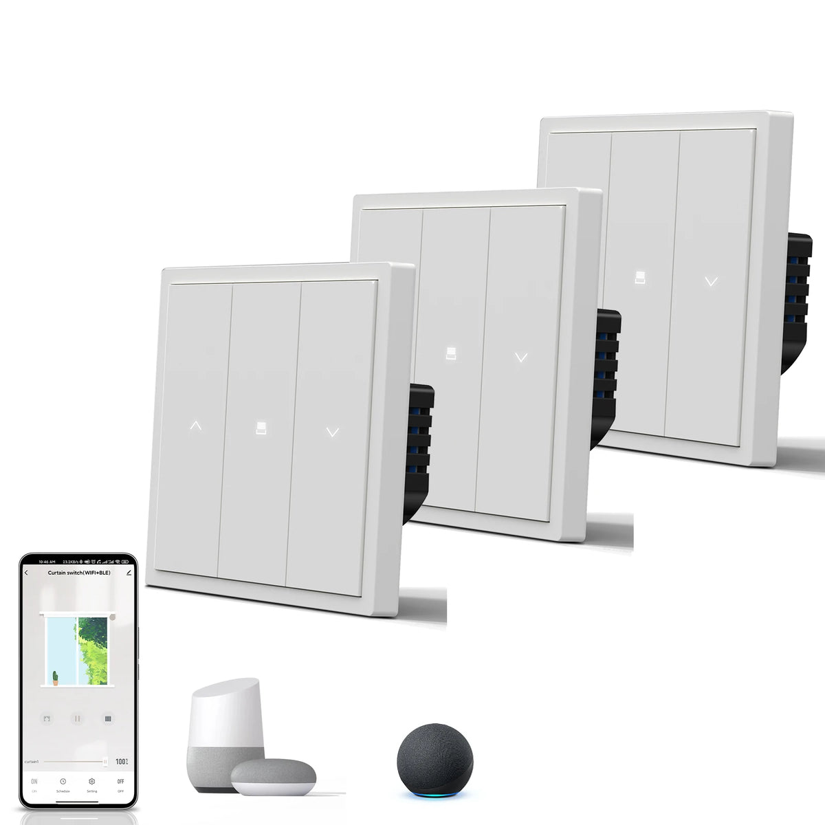 interrupteur intelligent blanc moderne minimaliste fixation murale prise courant câbles certification fcc ccc