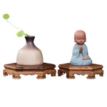supports bois octogonaux multi niveaux pots fleurs terre cuite plante artificielle bonsaï statuette enfant