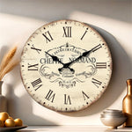 horloge murale vintage bois blanc brun chiffres romains aiguille silencieuse quartz unique classic