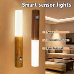 lampe murale détecteur mouvement rechargeable usb led moderne blanc noir bois