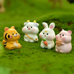 figurines animaux résine polie cartoon mignon dessin animé blanc bleu rose jaune vert accessoire