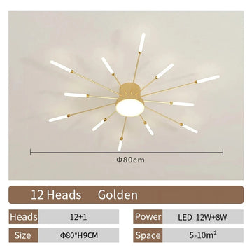 lustre moderne acrylique noir or rayons lumineux suspension salon chambre salle manger