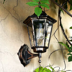 lampe murale solaire extérieure étanche noir marron texture bois verre transparent vintage rustique