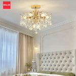plafonnier moderne luxueux cristal pendans or led salon décoration lustreintérieur chambre château