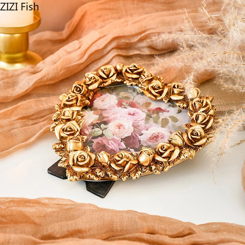 cadre photo or rose relief romantique décoration chambre transparent