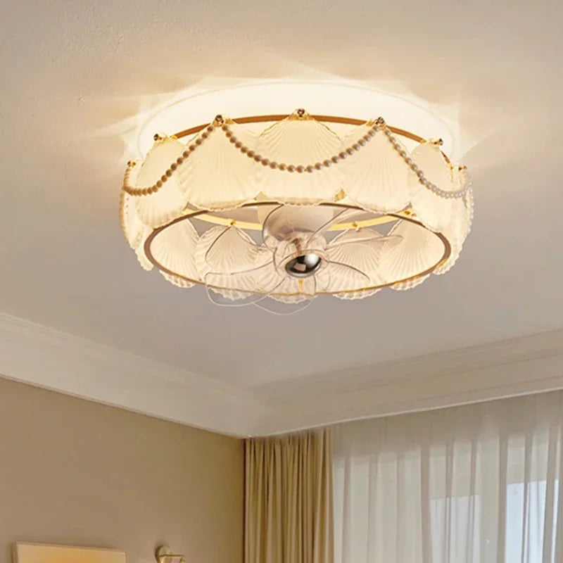 ventilateur classique feuilles lumière led télécommande blanc doré certification ul