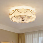ventilateur classique feuilles lumière led télécommande blanc doré certification ul