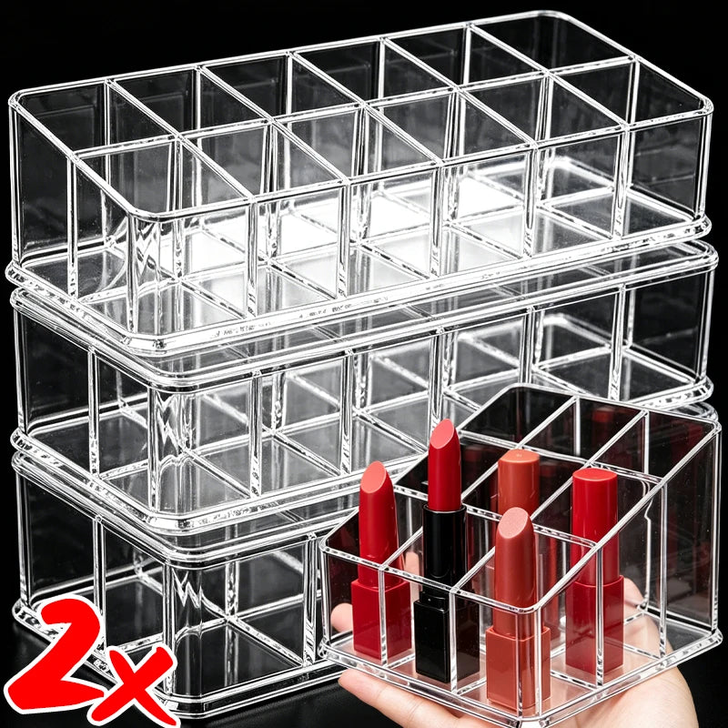 boîte rangement cosmétiques transparente moderne 12 compartiments maquillage organisation reutilisable minimaliste