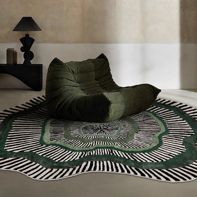 tapis moderne géométrique rayures cercles motifs floraux noir blanc bleu vert polyester salon chambreextérieur