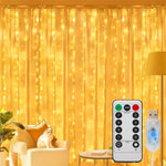 rideau lumineux led multicolore moderne télécommande usb modes blanc jaune beige points lumineux festive
