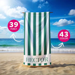 serviette plage rayée personnalisable nom absorbante polyester machine moderne minimaliste rouge blanc vert bleu.orange