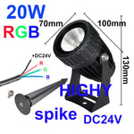 projecteur led jardin 20w ip65 moderne vis fixation câble fil rouge vert bleu