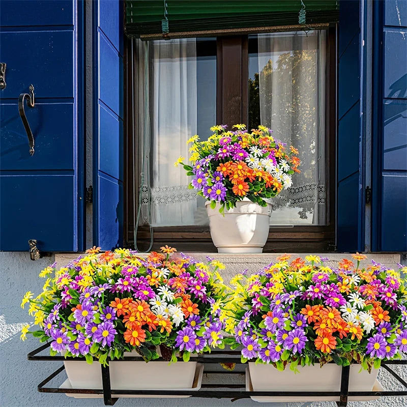 bouquet fleurs artificielles violet blanc jaune orange decoration maison moderne minimalisteintérieur 33cm