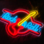 néon lumineux guitare rock roll live music couleur rouge bleu jaune blanc fixations
