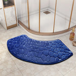 tapis bain microfibre gris bleu marine texture cailloux moderne adhésif absorbant lavage machine rapide