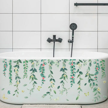 sticker mural adhésif feuilles fleurs botanique aquarelle decoration maison 64cm 104cm pieces
