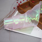 ruban organza polyester nylon 10m transparent vert rose rayures brillant semi transparent moderne élégant
