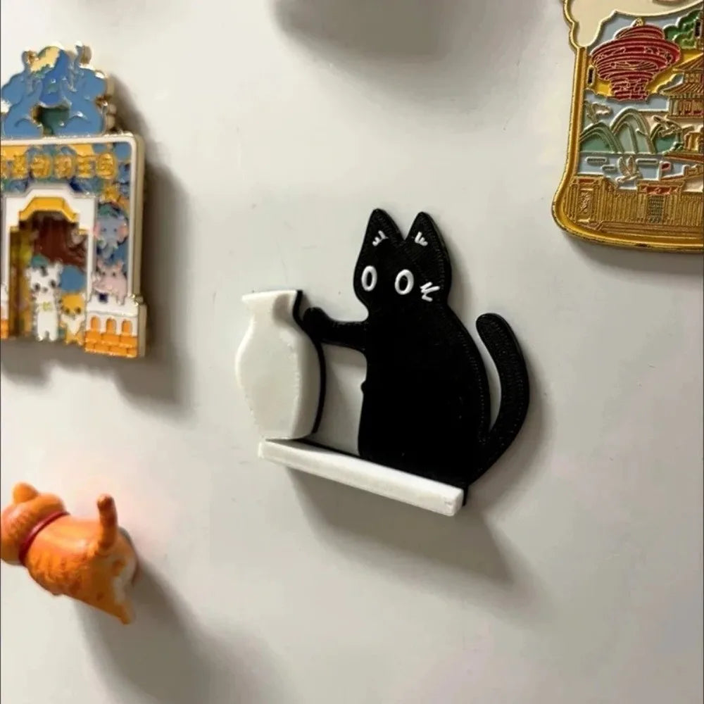 décoration réfrigérateur aimant chat dessin animé vase blanc cartoon
