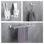 ensemble accessoires salle bain chrome porte serviette savon dentifrice gobelet mural métal