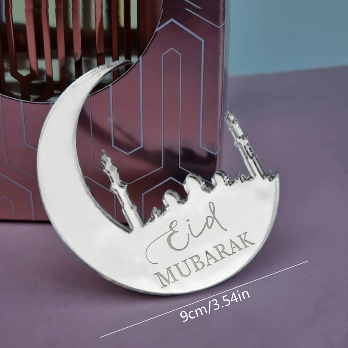 décoration fête médaille or lune minarets ramadan eid mubarak festif élégant acrylique