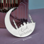 décoration fête médaille or lune minarets ramadan eid mubarak festif élégant acrylique
