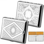 boîtes cigarettes argentées émaillées motifs floraux géométriques pliables contenant cigarettes classiques