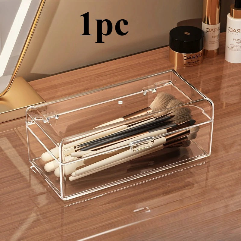 boîtes rangement transparentes modernes clips brosse éponge maquillage réutilisables sans motif