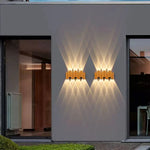 applique murale moderne or ondulée extérieure ip65 hydrofuge 7w led warm golden