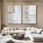 peinture l'huile abstraite contemporaine minimaliste beige blanc gris toile sans cadre